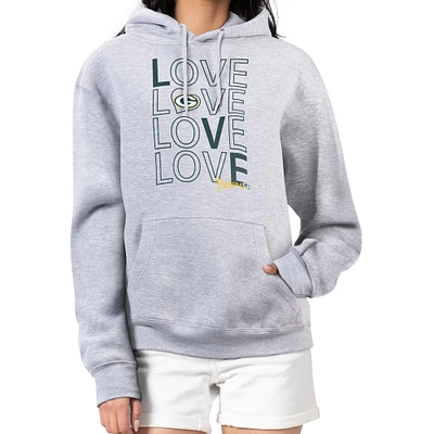 Women's G-III 4Her by Carl Banks  Heather Gray Green Bay Packers Love Graphic Pullover Hoodie
