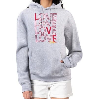 Women's G-III 4Her by Carl Banks  Heather Gray Kansas City Chiefs Love Graphic Pullover Hoodie