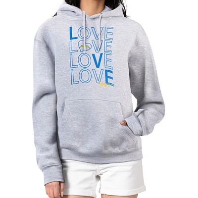 Women's G-III 4Her by Carl Banks  Heather Gray Los Angeles Chargers Love Graphic Pullover Hoodie