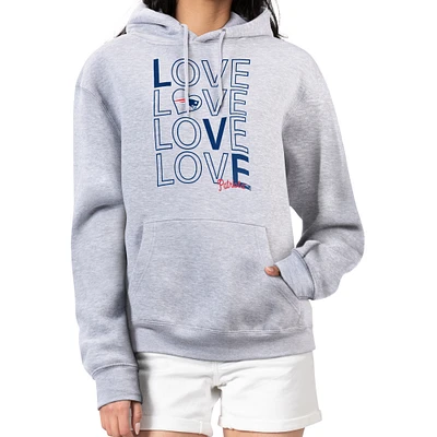 Women's G-III 4Her by Carl Banks  Heather Gray New England Patriots Love Graphic Pullover Hoodie