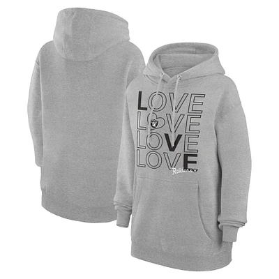 Women's G-III 4Her by Carl Banks  Heather Gray Las Vegas Raiders Love Graphic Pullover Hoodie