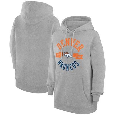 Women's G-III 4Her by Carl Banks Heather Gray Denver Broncos City Graphic Team Fleece Pullover Hoodie