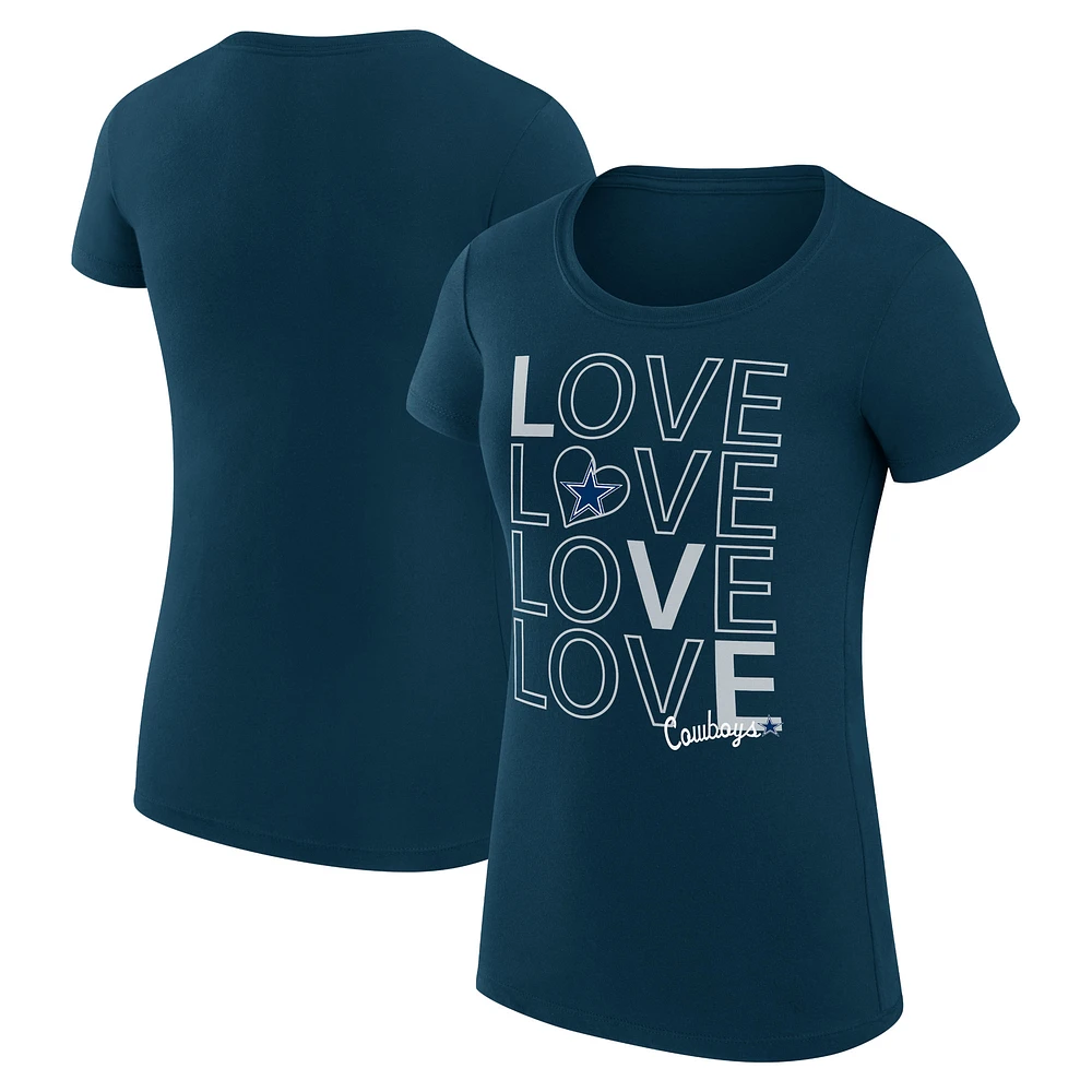 Women's G-III 4Her by Carl Banks Navy Dallas Cowboys Love Graphic Fitted T-Shirt