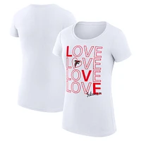 Women's G-III 4Her by Carl Banks White Atlanta Falcons Love Graphic Fitted T-Shirt