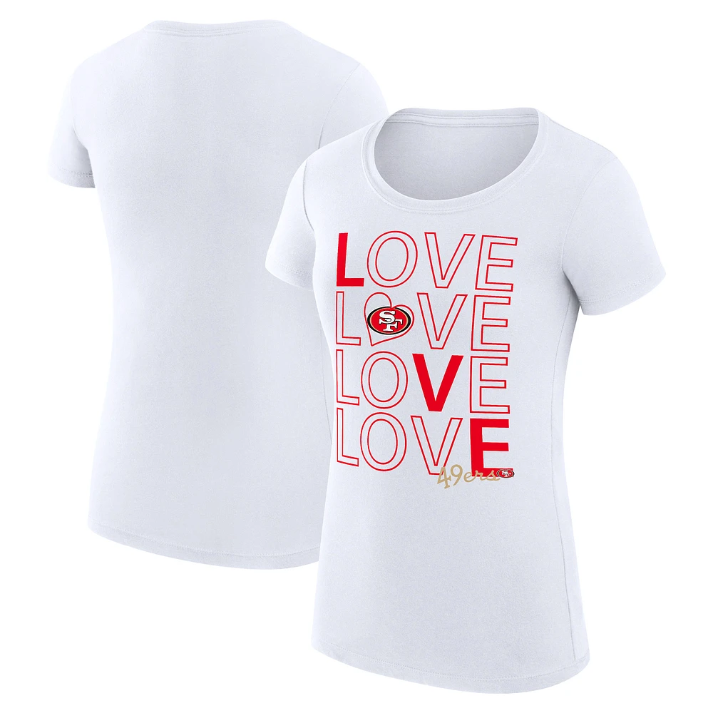 Women's G-III 4Her by Carl Banks White San Francisco 49ers Love Graphic Fitted T-Shirt