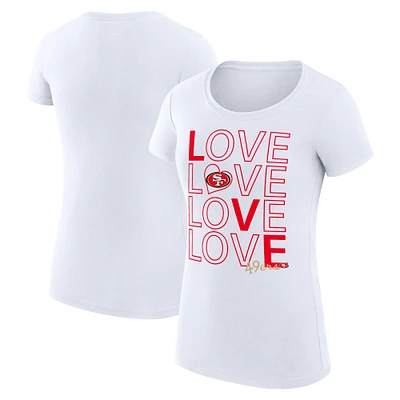 Women's G-III 4Her by Carl Banks White San Francisco 49ers Love Graphic Fitted T-Shirt