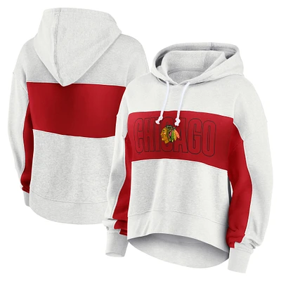 Women's Fanatics Heather Gray Chicago Blackhawks Fleece Up For It Pullover Hoodie