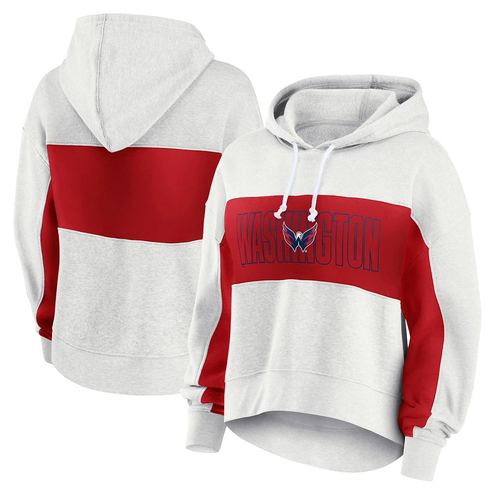 Women's Fanatics Heather Gray Washington Capitals Fleece Up For It Pullover Hoodie