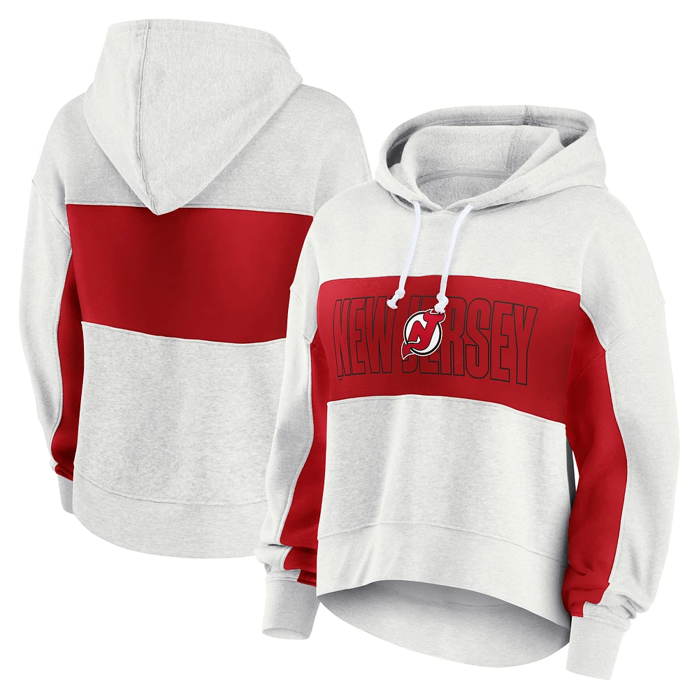 Women's Fanatics Heather Gray New Jersey Devils Fleece Up For It Pullover Hoodie