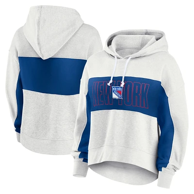 Women's Fanatics Heather Gray New York Rangers Fleece Up For It Pullover Hoodie