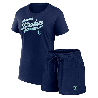 Women's Fanatics Seattle Kraken Start to Finish T-Shirt & Shorts Combo Pack