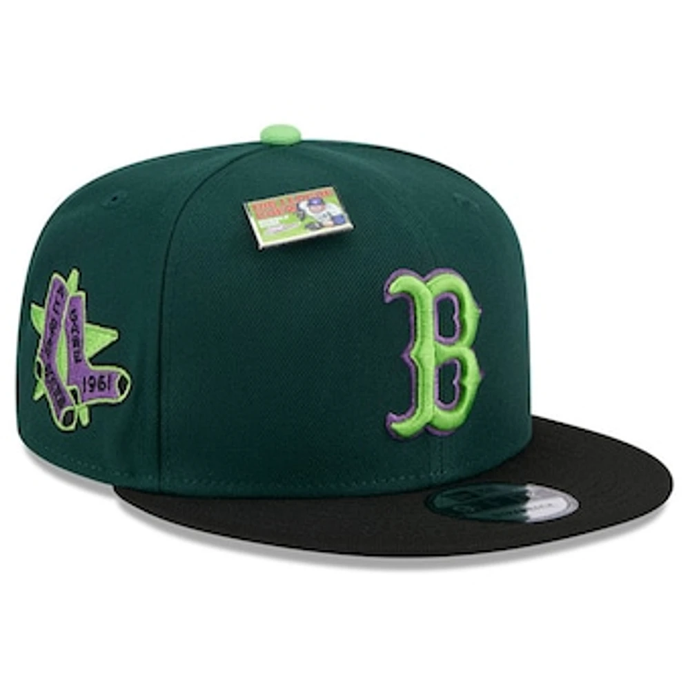 Men's New Era Green/Black Boston Red Sox Sour Apple Big League Chew Flavor Pack 9FIFTY Snapback Hat