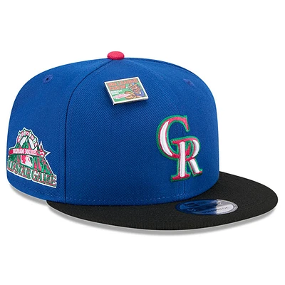 Men's New Era Royal/Black Colorado Rockies Watermelon Big League Chew Flavor Pack 9FIFTY Snapback Hat