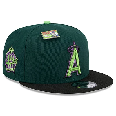 Men's New Era Green/Black Los Angeles Angels Sour Apple Big League Chew Flavor Pack 9FIFTY Snapback Hat