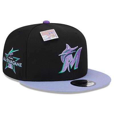 Men's New Era Black/Purple Miami Marlins Grape Big League Chew Flavor Pack 9FIFTY Snapback Hat