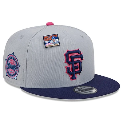 Men's New Era Gray/Navy San Francisco Giants Raspberry Big League Chew Flavor Pack 9FIFTY Snapback Hat