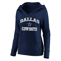 Women's Fanatics Navy Dallas Cowboys Plus Size Heart and Soul V-Neck Pullover Hoodie