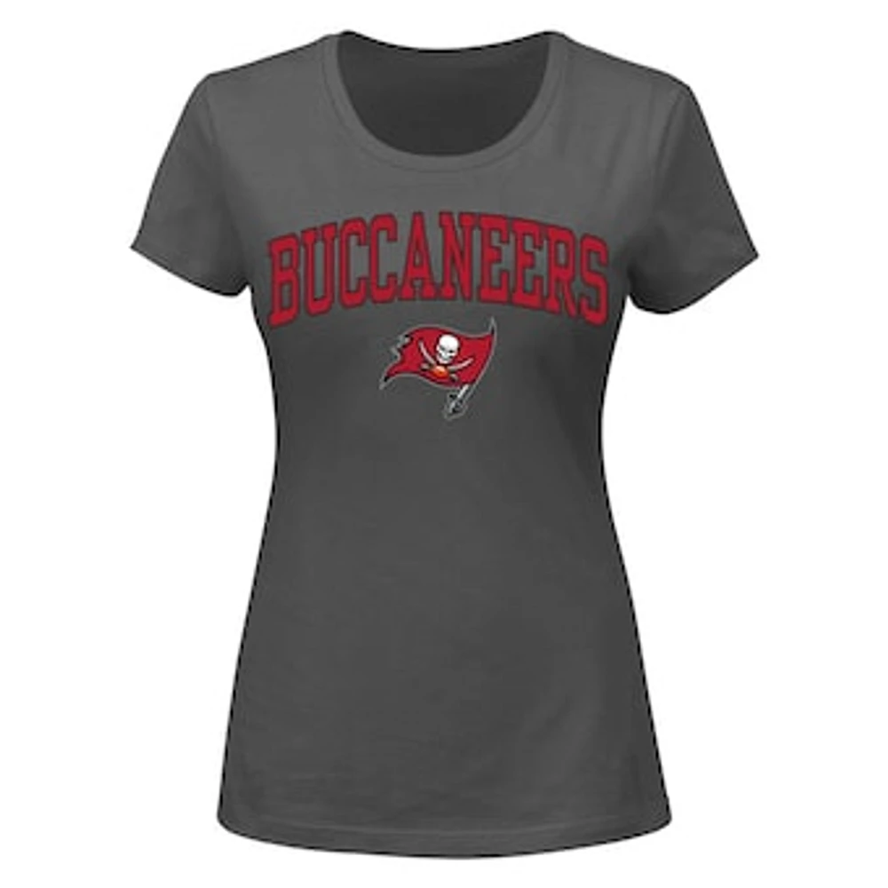 Women's Fanatics Heather Charcoal Tampa Bay Buccaneers Plus Arch Over Logo T-Shirt