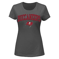 Women's Fanatics Heather Charcoal Tampa Bay Buccaneers Plus Arch Over Logo T-Shirt