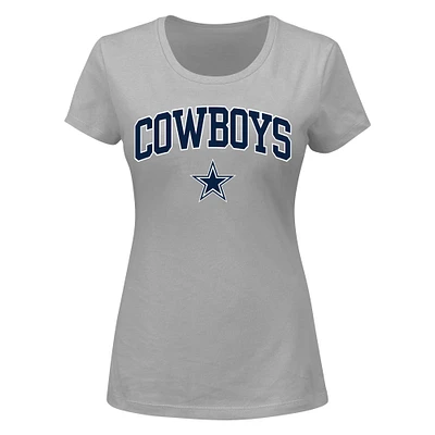 Women's Fanatics Gray Dallas Cowboys Plus Arch Over Logo T-Shirt