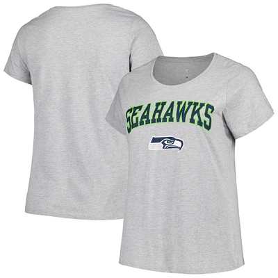 Women's Fanatics Heather Gray Seattle Seahawks Plus Arch Over Logo T-Shirt