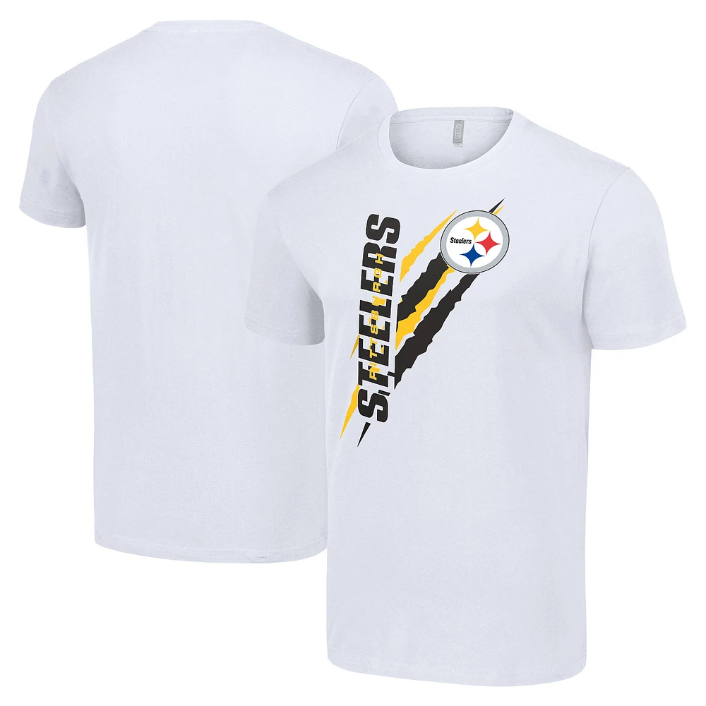 Men's Starter White Pittsburgh Steelers Color Scratch T-Shirt