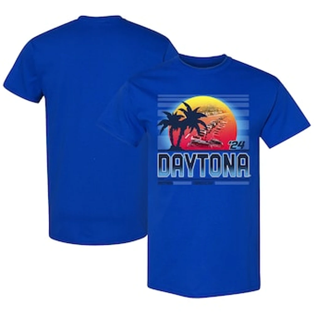 Men's Checkered Flag Sports  Blue 2024 Daytona 500 Beach T-Shirt