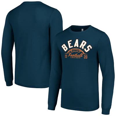 Men's Starter  Navy Chicago Bears Half Ball Team Long Sleeve T-Shirt