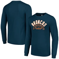 Men's Starter  Navy Denver Broncos Half Ball Team Long Sleeve T-Shirt
