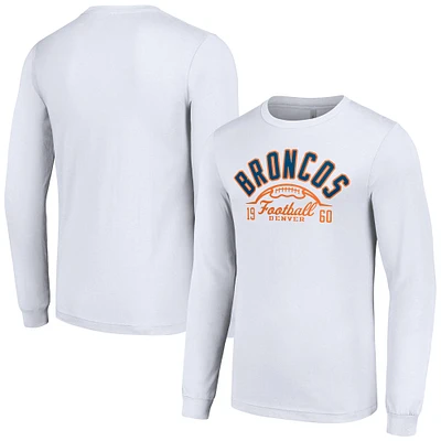 Men's Starter  White Denver Broncos Half Ball Team Long Sleeve T-Shirt