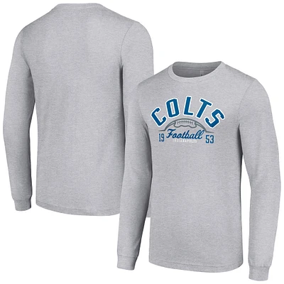Men's Starter  Heather Gray Indianapolis Colts Half Ball Team Long Sleeve T-Shirt