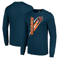 Men's Starter  Navy Chicago Bears Color Scratch Long Sleeve T-Shirt