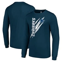 Men's Starter  Navy Dallas Cowboys Color Scratch Long Sleeve T-Shirt
