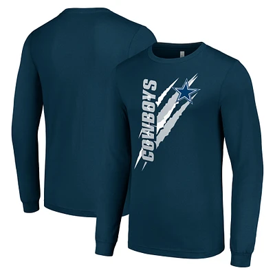 Men's Starter  Navy Dallas Cowboys Color Scratch Long Sleeve T-Shirt