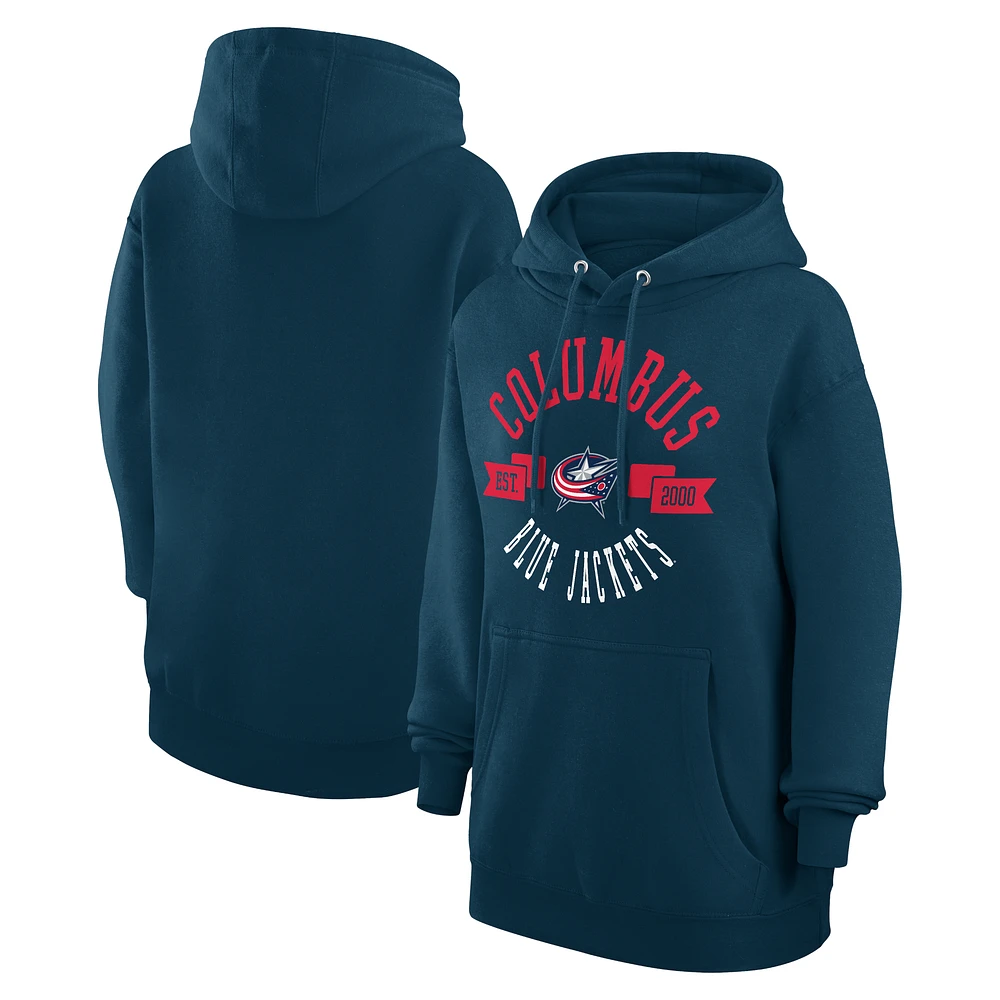 Women's G-III 4Her by Carl Banks Navy Columbus Blue Jackets City Graphic Fleece Pullover Hoodie