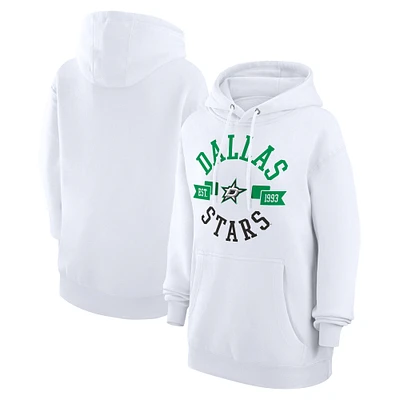Women's G-III 4Her by Carl Banks White Dallas Stars City Graphic Fleece Pullover Hoodie