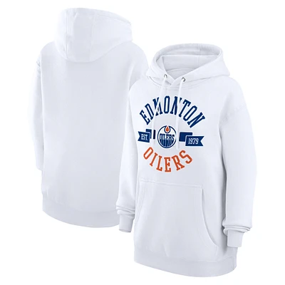 Women's G-III 4Her by Carl Banks White Edmonton Oilers City Graphic Fleece Pullover Hoodie