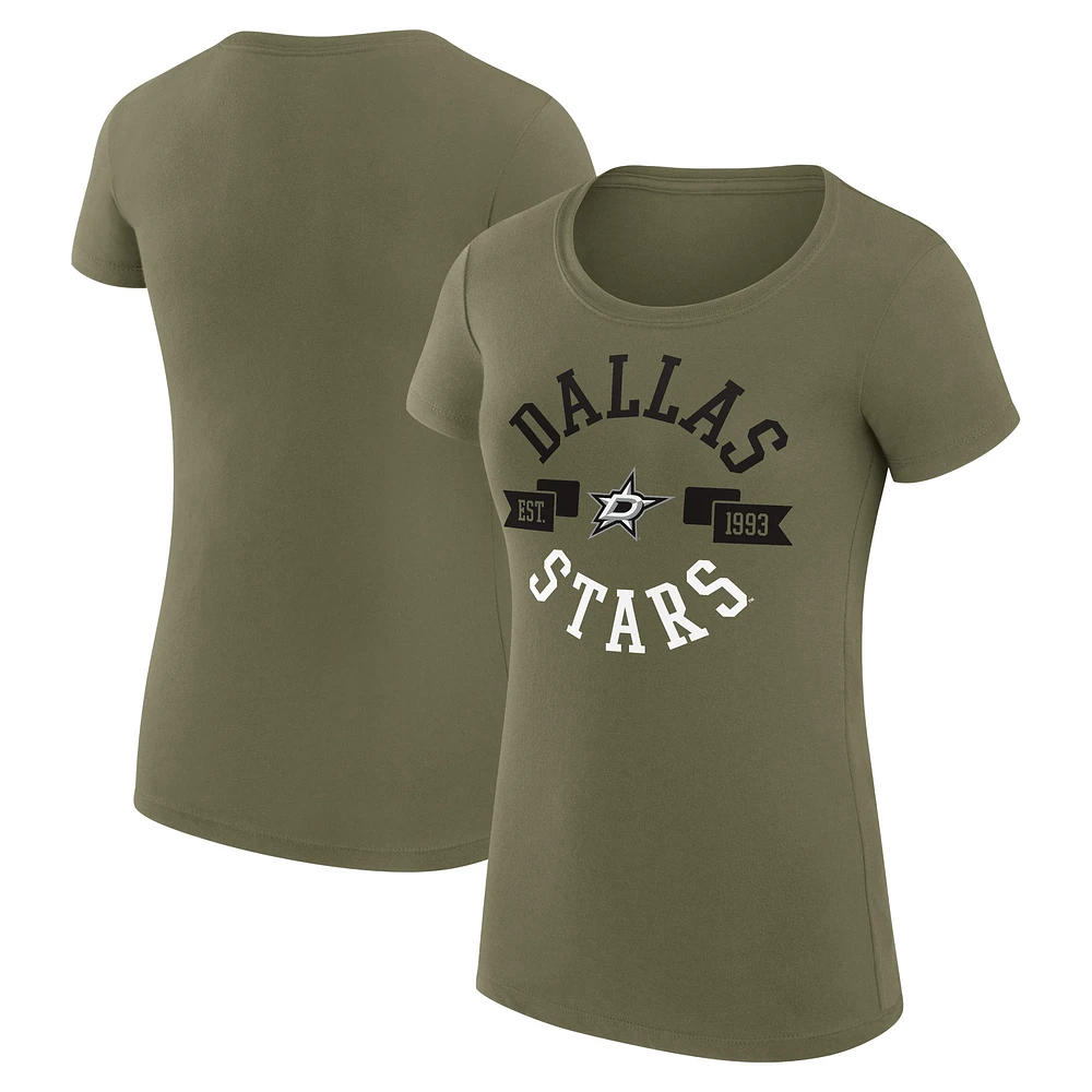 Women's G-III 4Her by Carl Banks Olive Dallas Stars City Graphic Sport Fitted T-Shirt