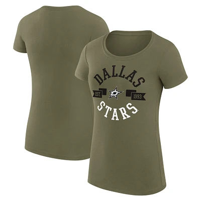 Women's G-III 4Her by Carl Banks Olive Dallas Stars City Graphic Sport Fitted T-Shirt