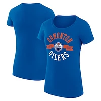 Women's G-III 4Her by Carl Banks Royal Edmonton Oilers City Graphic Sport Fitted Crewneck T-Shirt