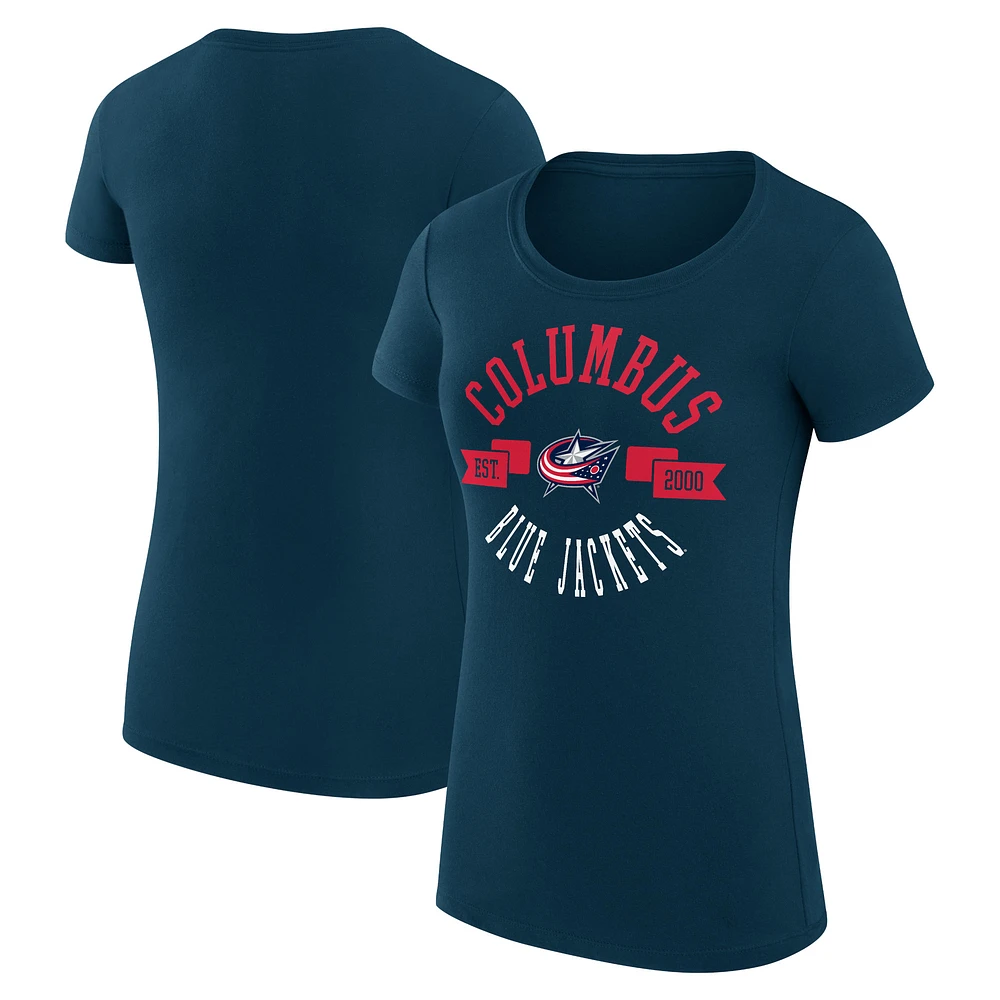 Women's G-III 4Her by Carl Banks Navy Columbus Blue Jackets City Graphic Sport Fitted Crewneck T-Shirt