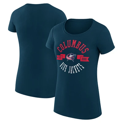 Women's G-III 4Her by Carl Banks Navy Columbus Blue Jackets City Graphic Sport Fitted Crewneck T-Shirt
