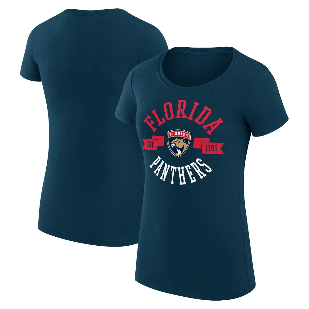 Women's G-III 4Her by Carl Banks Navy Florida Panthers City Graphic Sport Fitted Crewneck T-Shirt