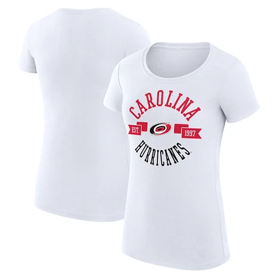 Women's G-III 4Her by Carl Banks White Carolina Hurricanes City Graphic Sport Fitted Crewneck T-Shirt