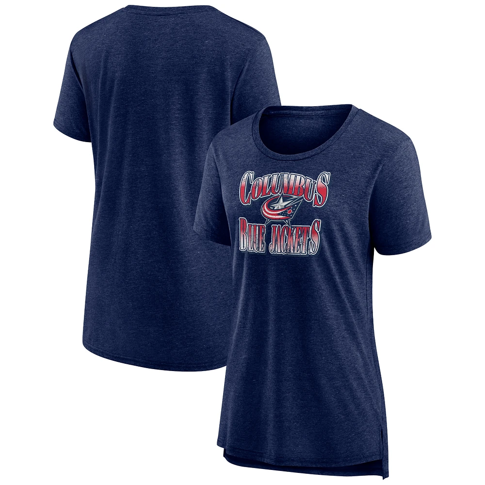 Women's Navy Columbus Blue Jackets Crash the Net Tri-Blend T-Shirt