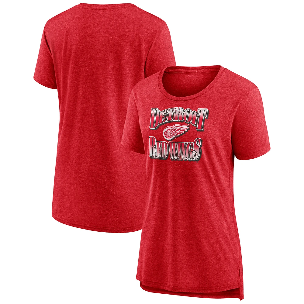 Women's Red Detroit Wings Crash the Net Tri-Blend T-Shirt