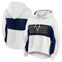 Women's Fanatics Oatmeal Milwaukee Brewers Up For It Fleece Pullover Hoodie