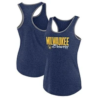 Women's Fanatics Heather Navy Milwaukee Brewers Fuel Racerback Tank Top