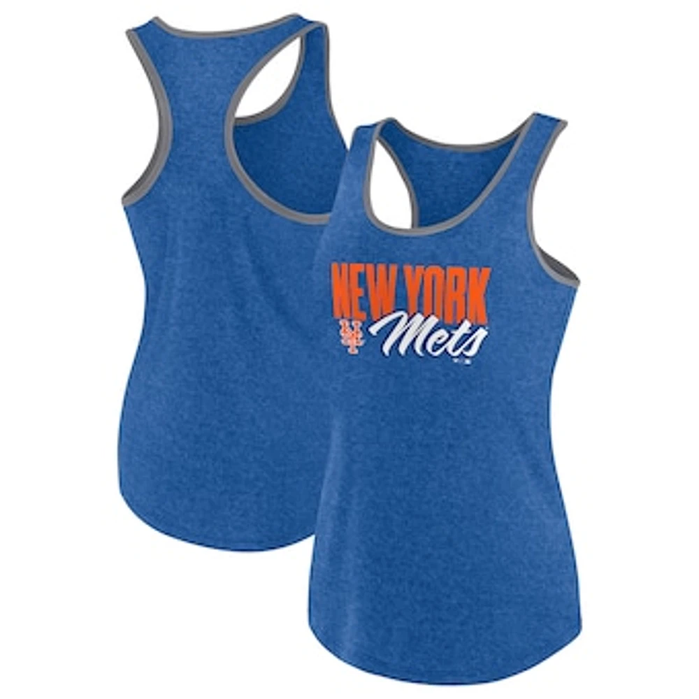 Women's Fanatics Heather Royal New York Mets Fuel Racerback Tank Top