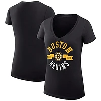 Women's G-III 4Her by Carl Banks Black Boston Bruins City Graphic V-Neck Fitted T-Shirt